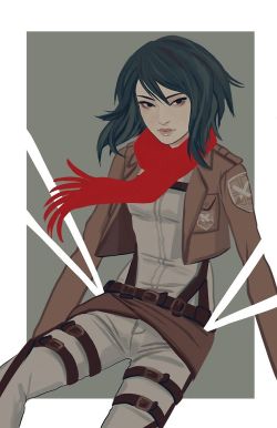 siobhanchiffon:  An Attack on Titan print for AX, featuring my girlcrush Mikasa v wv 