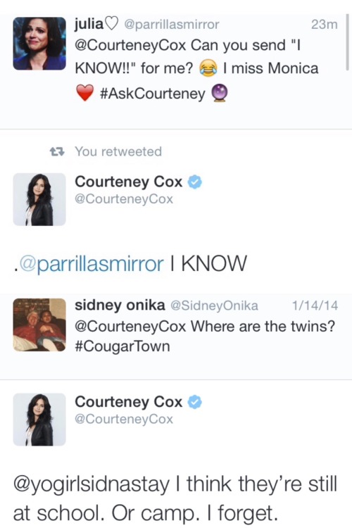 centralperkswift: Courteney Cox: tweets about Friends