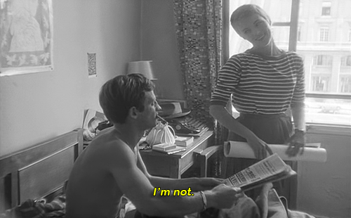 gommor:  Jean-Luc Godard - À bout de souffle (Breathless, 1960)  Why don’t I ever watch Godard’s films? They were clearly made for me.