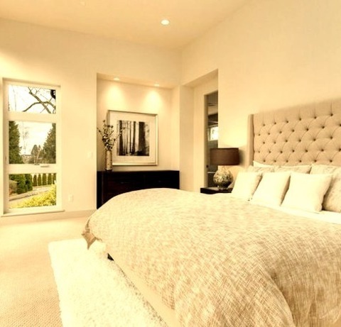 Seattle Master Bedroom Bedroom - Large Contemporary Master Carpeted Bedroom Idea With Gray Walls And