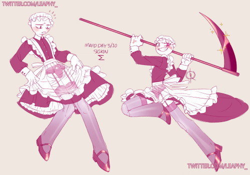 Some belated Maid Day fanart with Sigkin + an alternate x-ray version because I couldn’t help 