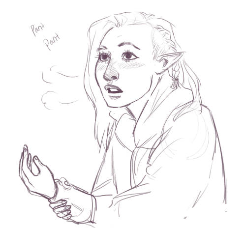 misspaper:Cute little Danne Lavellan (gonna draw her vallaslin later) meeting Solas for the first ti