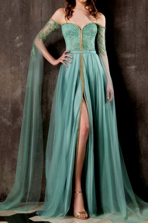 green haute couture gown