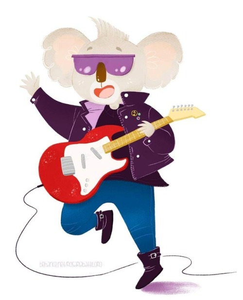 Rock on!☆☆☆ #koala #rock #punkrock #drawings #illustration #cuteillustration #punkoala #guitar #chil
