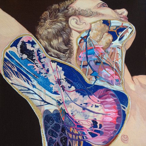 wyloga:  Anatomy, 60x60 cm, acrylic & glitter on canvas
