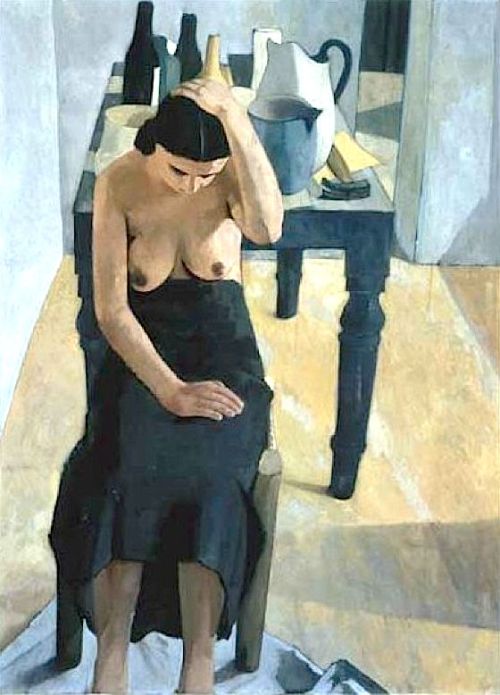 topcat77:Felice Casorati   b.1886Donna vicino al tavolo