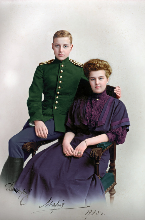 Grand Duchess Maria Pavlovna of Russia with her younger brother Grand Duke Dmitri Pavlovich of Russi