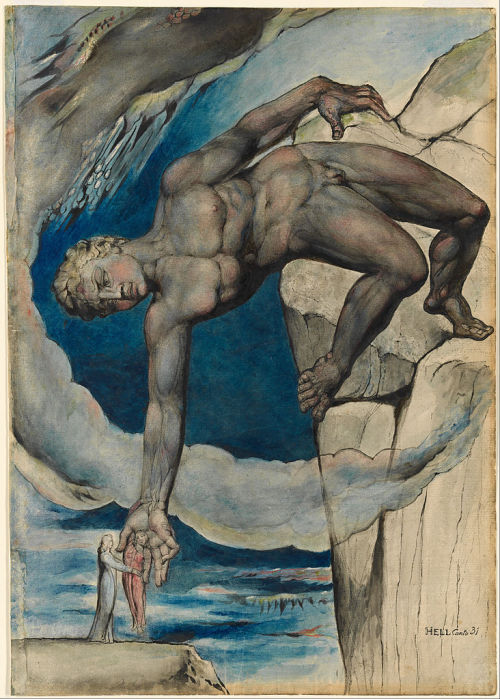 Antaeus Setting Down Dante and Virgil in the Last Circle of Hell, William Blake, 1824-27