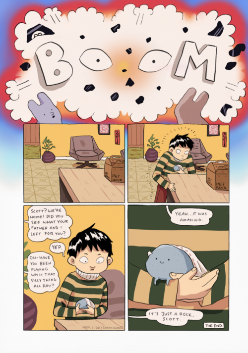 a comic about a boy and his pet rock for my final for my storytelling class! we had to do a comic se