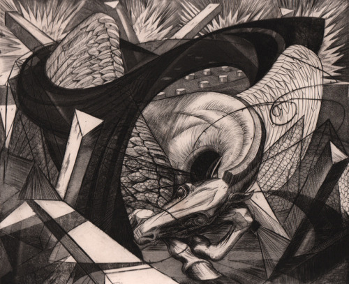 Leo KatzPegasus, 1945Engraving &amp; soft ground etching