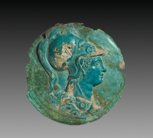 ancientpeoples:  Mirror Box with Head of Athena early 4th Century BCE Greece These case or box mirro