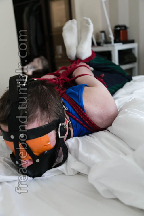 freavebond: Roped and taped and muzzled and hogtied.