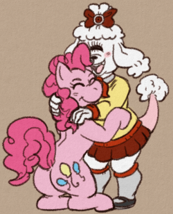 Art Trade With Therainbowtroll! Her Cyclops Poodle Hugging Pinkiepie