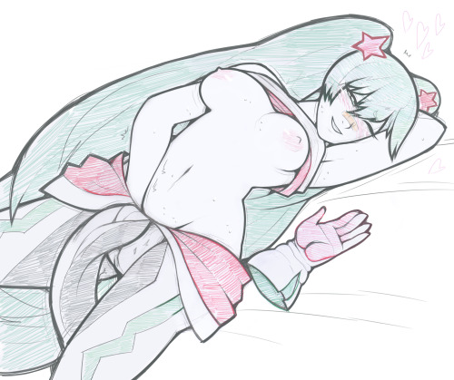 tabletorgy: sketch commission featuring the racing suit Miku Hatsune!I’m not really a Vocaloid man, 