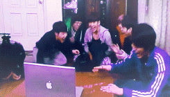 myunghan:  Infinite’s reaction to their old videos. 
