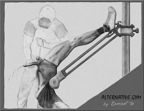 Porn Pics VINTAGE: Alternate Gym gay bondage artwork