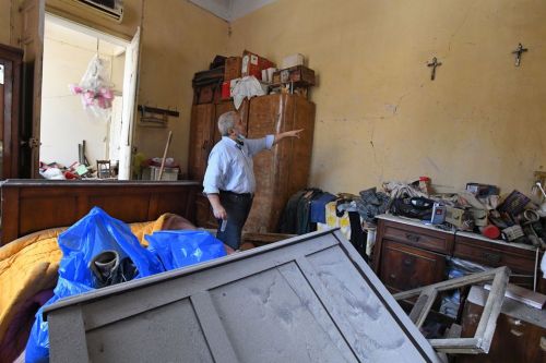 Damaged home in Beirut in the massive explosion from August 4, 2020.