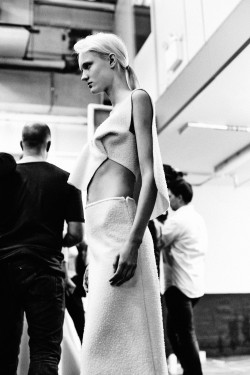 death-by-dior:  senyahearts:  Harleth Kussik - Backstage at J.W. Anderson - F/W 2014 RTW  Photographed by: Harry Carr for Cr Fashion Book.    X