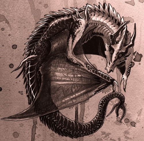 charles-d-ward: Ancalagon The Black from Tolkien’s Silmarilion. Requested by friend. Art by ~J