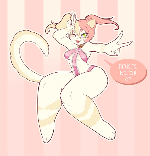 redrabbu:  I hit 2k on my twitter!!Twin-tail Rabbure with a Harley Quinn edit bc it just seemed to suit her   O oO <3