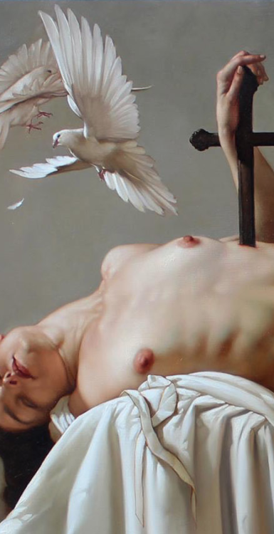 angelihabitant: Roberto Ferri: “Il Canto Della Vergine (The Song of the Virgin)” (Detail), Oil on Canvas, 2015 