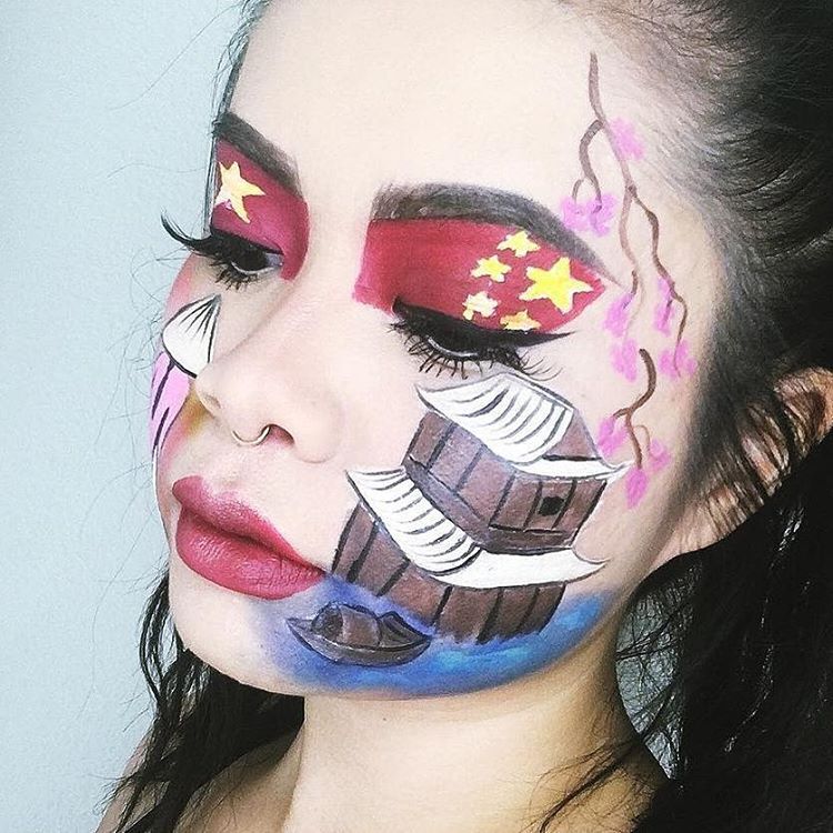 <p>We love this design from @makeup4thewin<br/>
Day 21: Countries | When Vietnam meets China  #31daysoffaceart #31daysoffaceartchallenge #faceart #DUPEMAG</p>