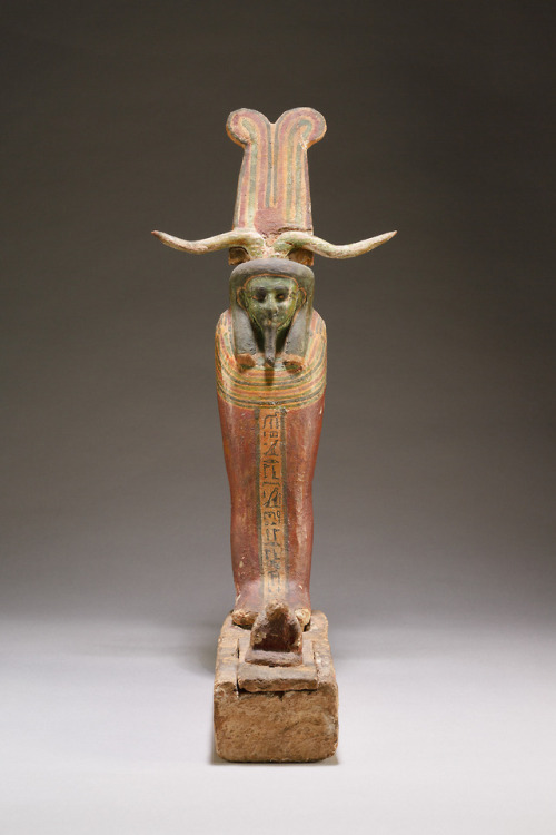 Ancient Egyptian funerary figure (painted wood and linen) representing the composite deity Ptah-Soka