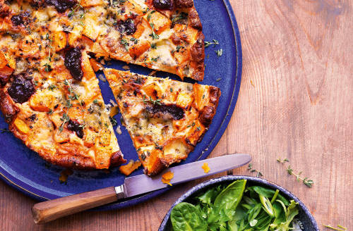 Crustless Stilton and squash quiche