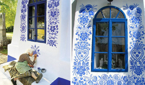 wisegirlandseaweedbrainforever: lesstalkmoreillustration:    Anežka (Agnes) Kašpárková   (via 90-Year-Old Czech Grandma Turns Small Village Into Her Art Gallery By Hand-Painting Flowers On Its Houses | Bored Panda)    I want to be like her when I