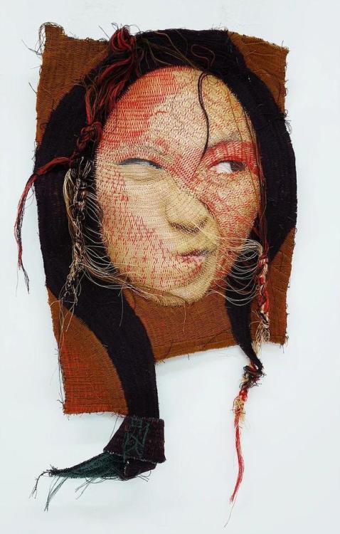 hifructosemag:Yoon Ji Seon’s embroidered portraits blend fiber and photography. See more on Hi