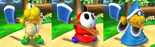 suppermariobroth:All characters from Mario Party 9 holding axes.