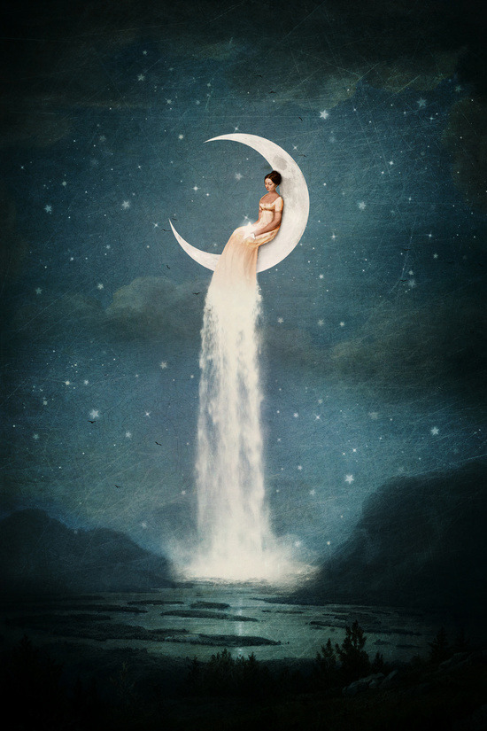 bestof-society6:    ART PRINTS BY PAULA BELLE FLORES  Moon River Lady  The Night