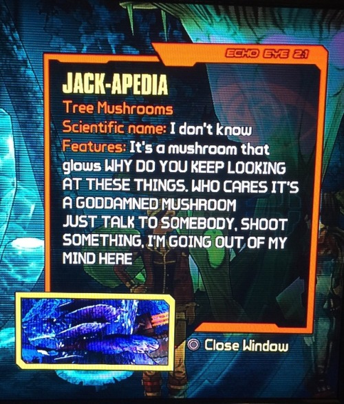 crosschordwrites:If you’re unsure of what my favorite part of Tales from the Borderlands is, it’s when Jack takes over Rhys’ Echo Eye.