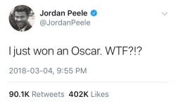 pocblog:  Congratulations to Jordan Peele for winning Best Original Screenplay at the 90th Academy Awards. He is the first Black person to win in this #Oscars  category 💪🏾