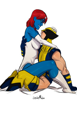 superheropornpics:  Mystique takes a ride on Wolverine’s cock.