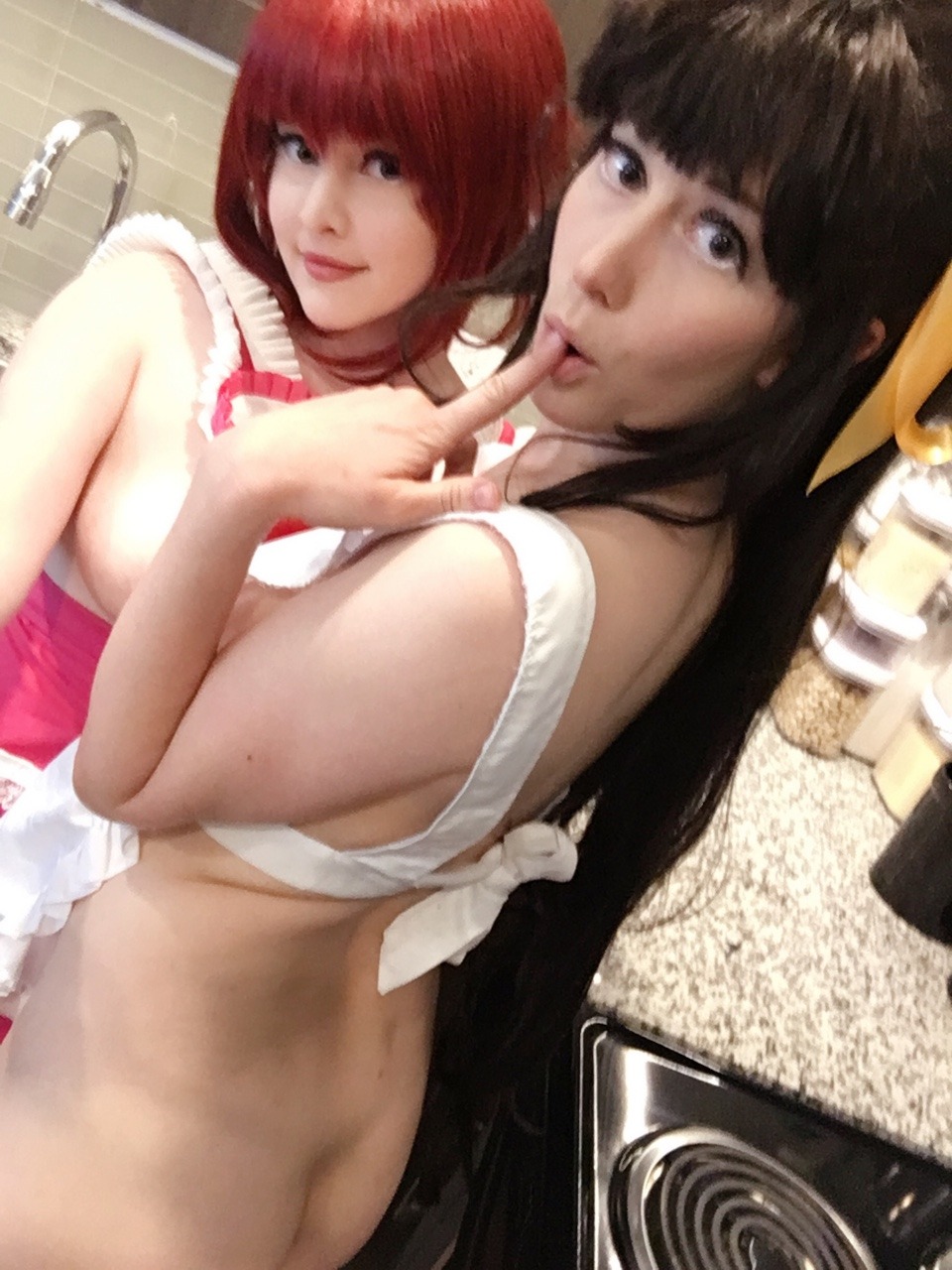 nsfwfoxydenofficial:  Rias and Akeno make a mess preparing dessert for Issei. ;)