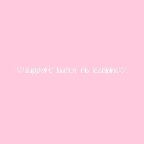 nonbinarypastels:[Image: A pink color block with white text that reads “support butch nonbinary lesb