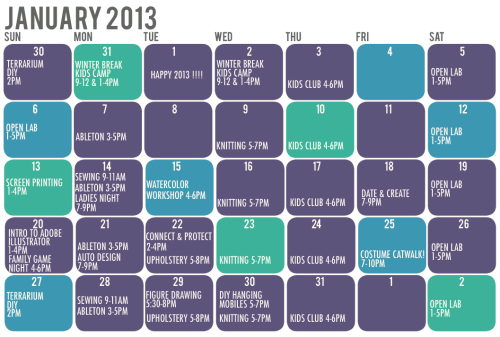 JANUARY CALENDAR! full class descriptions available, see side bar