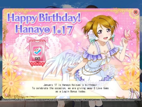 And last but not least, a very Happy Birthday to Hanayo Koizumi! ♥Celebrate the occasion by working 