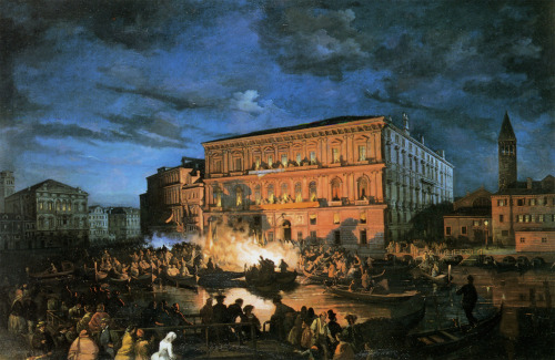 oldpaintings:Festival in Venice, 1840 by Ippolito Caffi (Italian, 1809–1866)Ippolito Caffi (1809–186