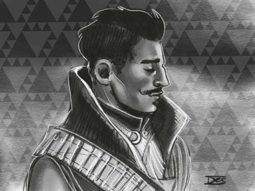 destinyapostasy:dorian sketch from last night; playing with some of the default brushes that I usual