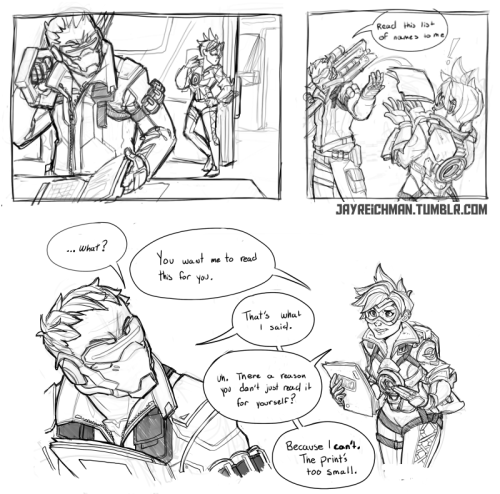 jayreichman:  Overwatch dump from the last week! These two are easily my favorites, I’d really love to see some character development between them.   They’re such polar opposites and their backstories intersect in such a way, it’s a lot of fun