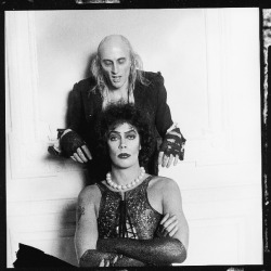 glamidols:    Richard O'Brien and Tim Curry goofing around on set of The Rocky Horror Picture Show – 1975 