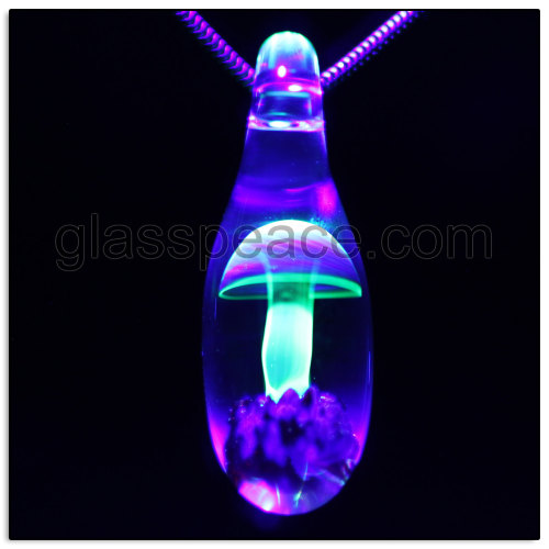 Blacklight reactive UV Glass Mushroom Pendant by Amir Shawn