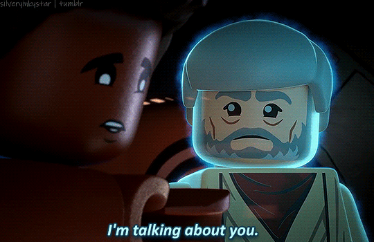 GIF of Obi-Wan looking dismayed and wryly saying, "I'm talking about you."