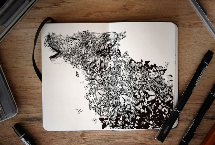 awesome-picz:    Surreal Creatures Bloom And Burst Across Sketchbook
