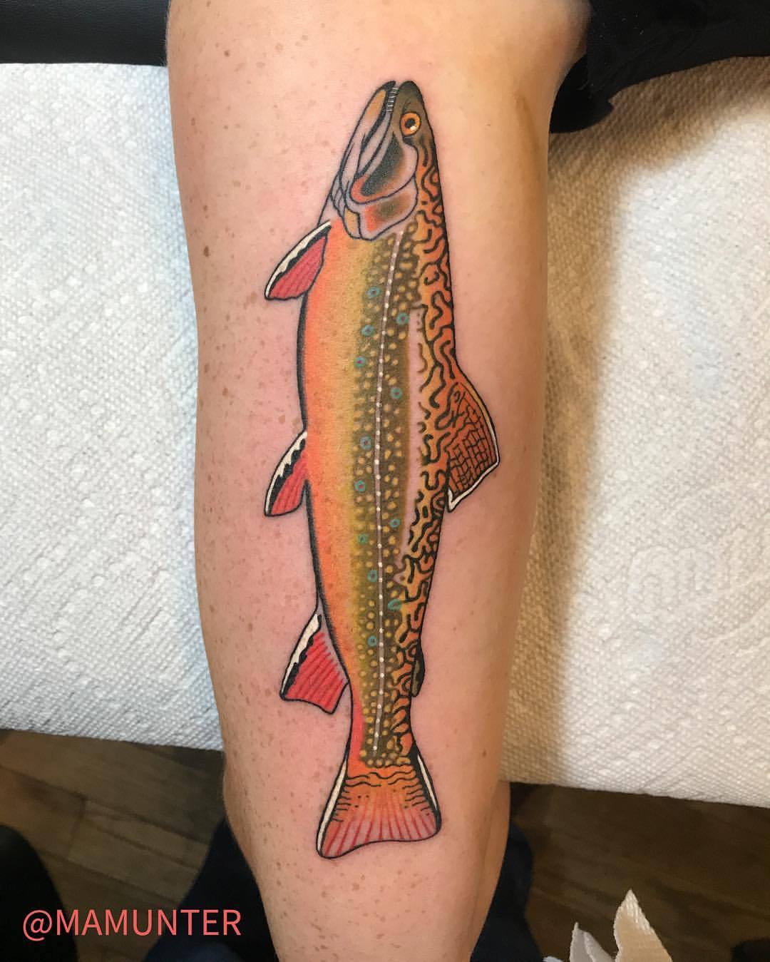 Traditional Fish Tattoo On Man Left Arm