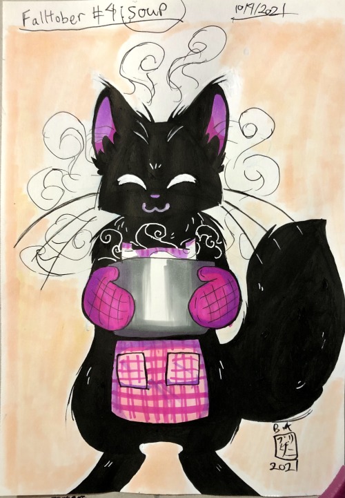 leafbunnysketchbook: Falltober 4: It’s Soup Time! And this cat has made you a fresh batch of cream t