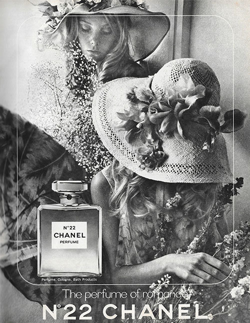 justseventeen:August 1971. ‘The perfume of romance.’ ~ N°22 Chanel