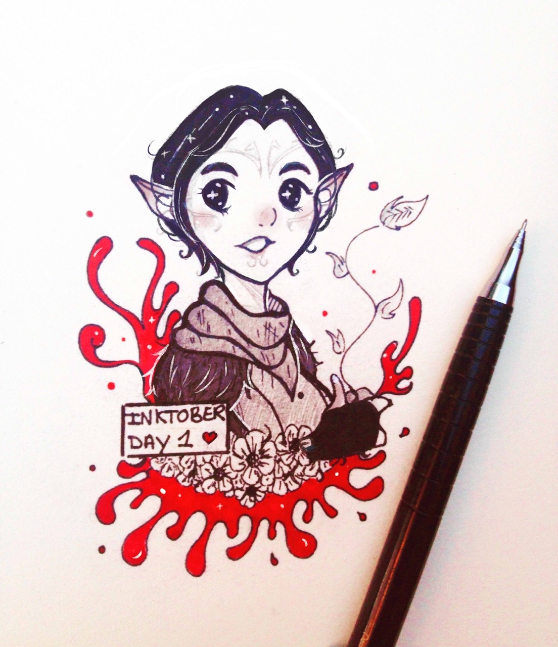 pataflan:  Inktober day 1: my baby daisy Merrill!! 🌼 Inking is very hard but I